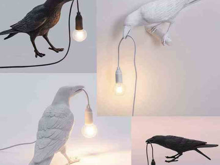 White Bird Right Wall Lamp Nordic Resin Bird Wall Lamp - Creative Animal Bedside Decorative USB Night Light, Stylish Bird Perched Lamp for Bedroom and Living Room