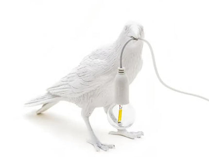 White Bird Right Wall Lamp Nordic Resin Bird Wall Lamp - Creative Animal Bedside Decorative USB Night Light, Stylish Bird Perched Lamp for Bedroom and Living Room