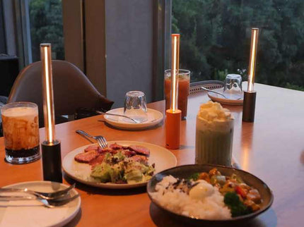 2 Pcs Grey Modern Minimalist Rechargeable Atmosphere Lamp - Touch-Control Night Light for Bedroom, Bar, and Portable Outdoor Use