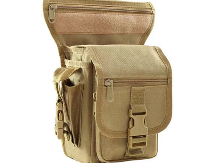 Khaki Tactical Outdoor Leg Bag - 900D Durable Multi-Layer Waist Pack for Cycling, Fishing, and Security