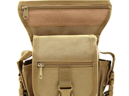 Khaki Tactical Outdoor Leg Bag - 900D Durable Multi-Layer Waist Pack for Cycling, Fishing, and Security