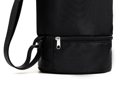 Black Durable Yoga Mat Carry Bag ‚Äì Multi-Functional Fitness Backpack with Wet Pocket(Mugs are filming props, not included)