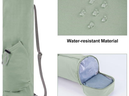 Green Durable Yoga Mat Carry Bag - Multi-Functional Fitness Backpack with Wet Pocket(Mugs are filming props, not included)