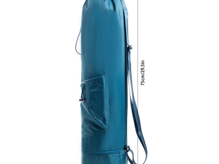 Dark Blue Durable Yoga Mat Carry Bag - Multi-Functional Fitness Backpack with Wet Pocket(Mugs are filming props, not included)
