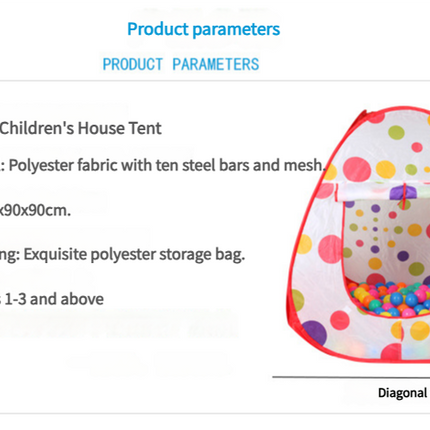 Orange 3-in-1 Kids Play Tent Set - Foldable Indoor/Outdoor Tunnel and Ball Pit with Fence