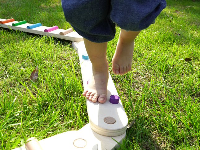 Wooden Sensory Balance Beam Set for Kids - Indoor and Outdoor Balance Training