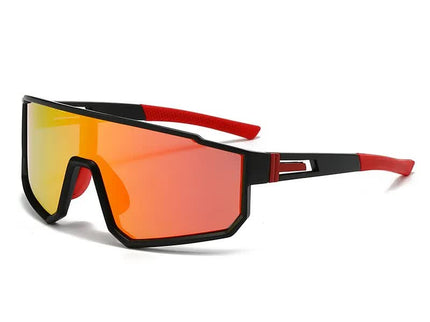 UV400 Sports Sunglasses with Polarized TAC Lens - Black/Red