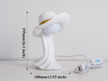 White Creative Cowboy Hat USB Table Lamp for Home and Office Decor