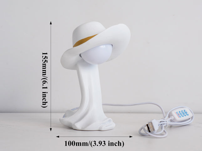 White Creative Cowboy Hat USB Table Lamp for Home and Office Decor