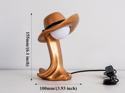 Gold Creative Cowboy Hat USB Table Lamp for Home and Office Decor