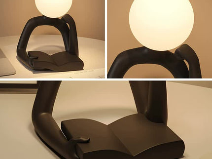 White Creative Book Reader Desk Lamp - USB Powered, Modern Resin Design