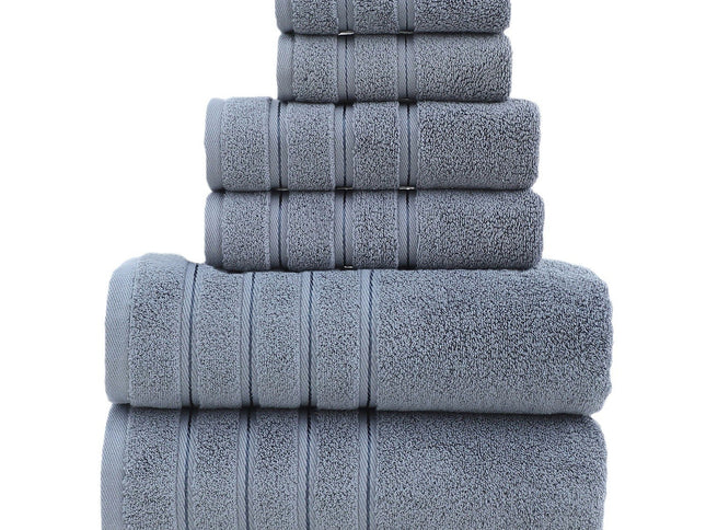 Gray Luxury Cotton Towel Set - 6-Piece Ultra-Soft Bath, Hand, and Washcloth Set