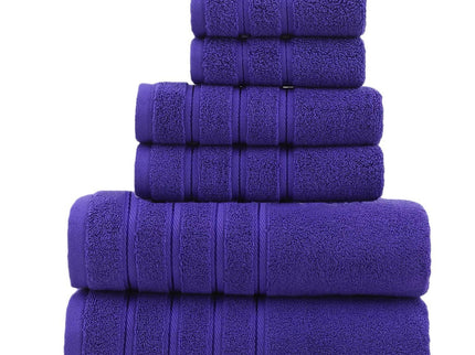 Purple Luxury Cotton Towel Set - 6-Piece Ultra-Soft Bath, Hand, and Washcloth Set