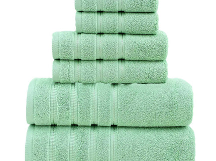 Green Luxury Cotton Towel Set - 6-Piece Ultra-Soft Bath, Hand, and Washcloth Set