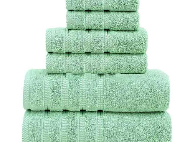 Green Luxury Cotton Towel Set - 6-Piece Ultra-Soft Bath, Hand, and Washcloth Set
