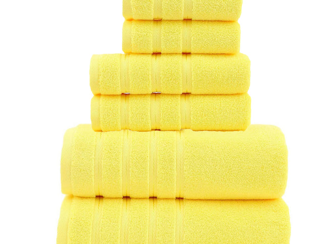 Yellow Luxury Cotton Towel Set - 6-Piece Ultra-Soft Bath, Hand, and Washcloth Set