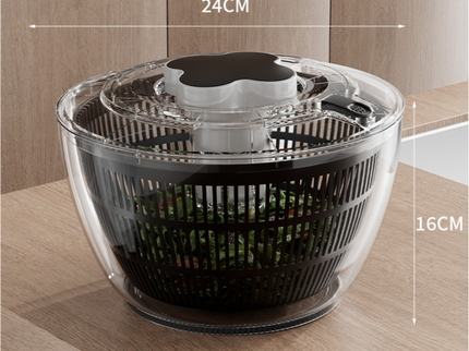 Transparent Black Manual Salad Spinner with Pressurized System - Efficient & Quick Vegetables Drying, Multiple Color Options