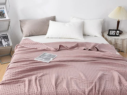 Cotton Waffle Blanket - Air Conditioning Blanket/Throw/Summer Quilt, 150*200cm,Bean Paste Color