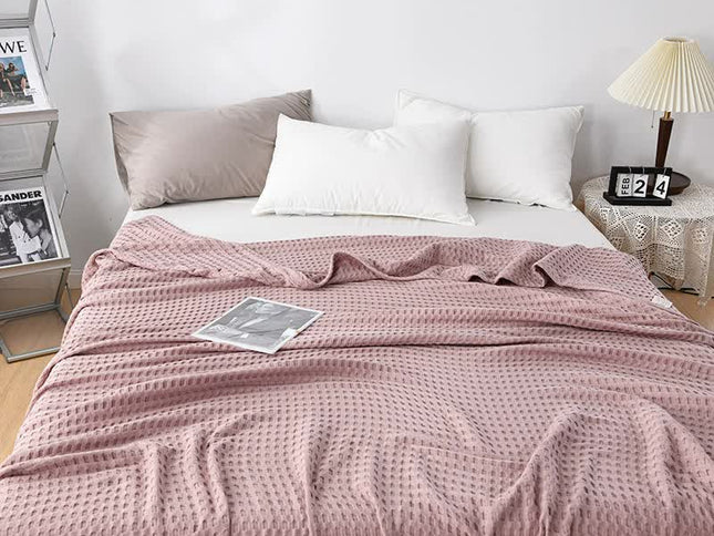 Cotton Waffle Blanket - Air Conditioning Blanket/Throw/Summer Quilt, 150*200cm,Bean Paste Color