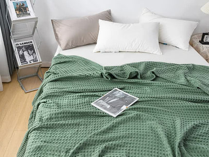 Cotton Waffle Blanket - Air Conditioning Blanket/Throw/Summer Quilt, 150*200cm,Green
