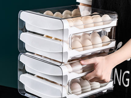 Clear Egg Storage Box with Two Layers - Space-Saving Design for 40 Eggs