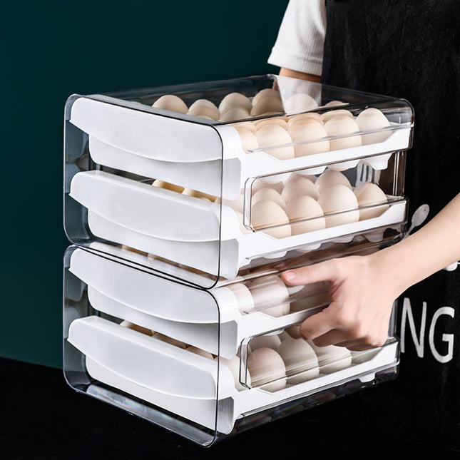 Clear Egg Storage Box with Two Layers - Space-Saving Design for 40 Eggs