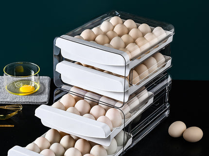 Clear Egg Storage Box with Two Layers - Space-Saving Design for 40 Eggs