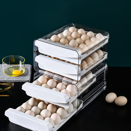Clear Egg Storage Box with Two Layers - Space-Saving Design for 40 Eggs