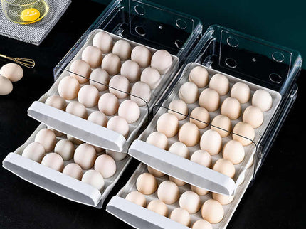 Clear Egg Storage Box with Two Layers - Space-Saving Design for 40 Eggs