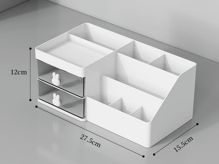 White Drawer-Style Cosmetic Organizer – Multifunctional Jewelry Storage Box for Desk - Minimalist Desk Organizer for Students