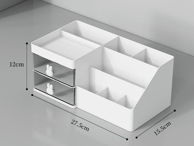 White Drawer-Style Cosmetic Organizer ‚Äì Multifunctional Jewelry Storage Box for Desk - Minimalist Desk Organizer for Students