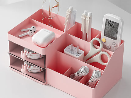 White Drawer-Style Cosmetic Organizer – Multifunctional Jewelry Storage Box for Desk - Minimalist Desk Organizer for Students