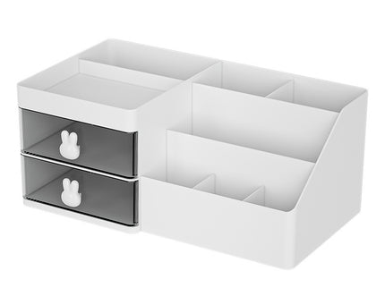 White Drawer-Style Cosmetic Organizer – Multifunctional Jewelry Storage Box for Desk - Minimalist Desk Organizer for Students