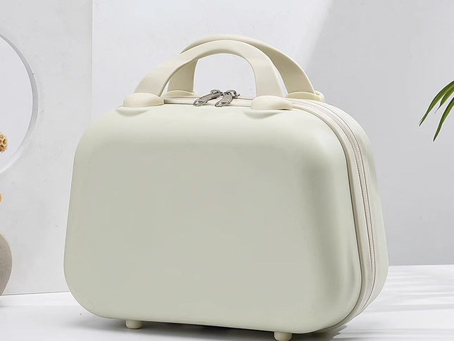 White Handheld Makeup Organizer - Compact and Portable Cosmetic Storage Case with Multiple Color Options