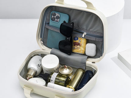 White Handheld Makeup Organizer - Compact and Portable Cosmetic Storage Case with Multiple Color Options