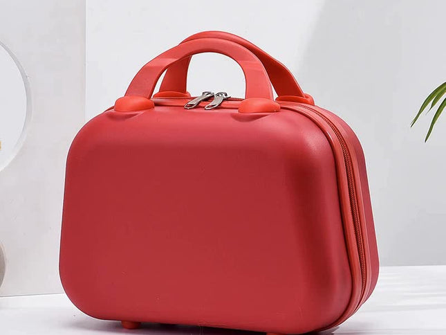 Red Handheld Makeup Organizer - Compact and Portable Cosmetic Storage Case with Multiple Color Options