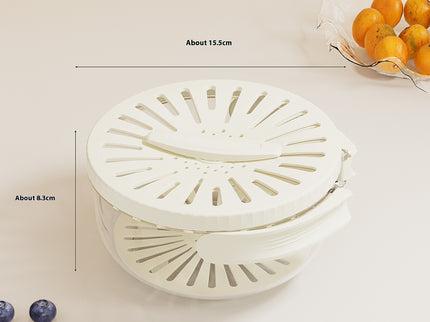 2PCS White Double-Layer Fruit and Vegetable Drain Basket - Multifunctional Collapsible Kitchen Strainer with Handle for Washing and Storage