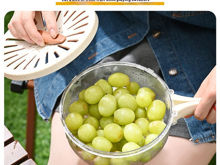 2PCS White Double-Layer Fruit and Vegetable Drain Basket - Multifunctional Collapsible Kitchen Strainer with Handle for Washing and Storage