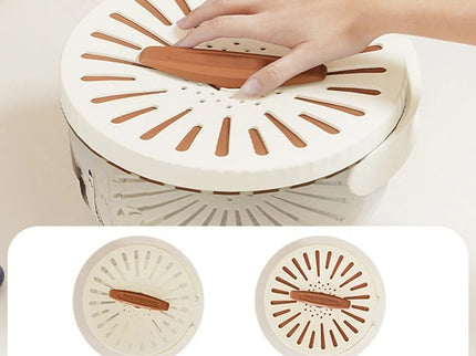 2PCS White Double-Layer Fruit and Vegetable Drain Basket - Multifunctional Collapsible Kitchen Strainer with Handle for Washing and Storage