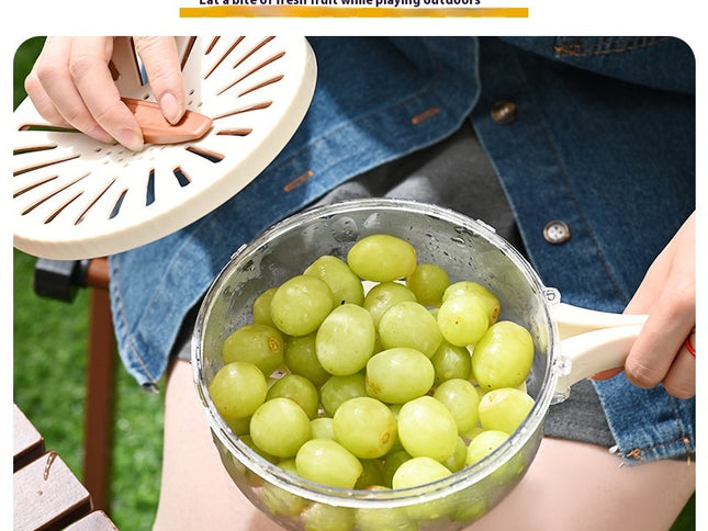 2PCS Brown Double-Layer Fruit and Vegetable Drain Basket - Multifunctional Collapsible Kitchen Strainer with Handle for Washing and Storage