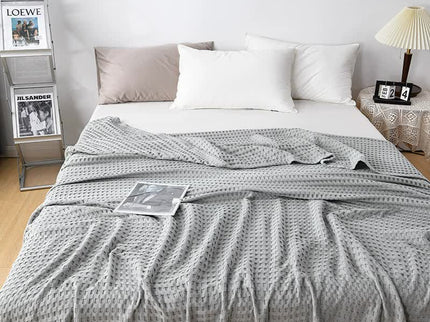 Cotton Waffle Blanket - Air Conditioning Blanket/Throw/Summer Quilt, 200*230cm,Gray