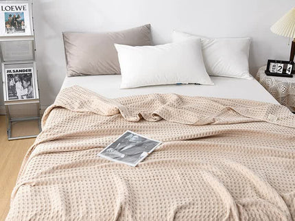 Cotton Waffle Blanket - Air Conditioning Blanket/Throw/Summer Quilt, 200*230cm,Khaki