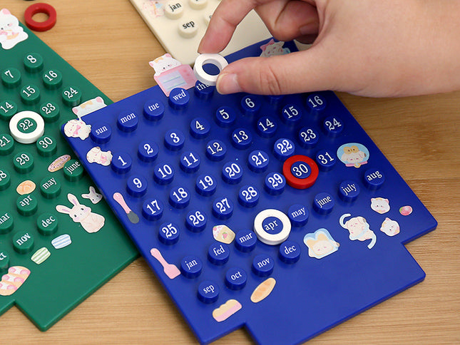 Green DIY Ring Perpetual Calendar - Creative Acrylic Desktop Calendar with Adjustable Rings