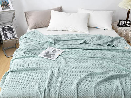 Cotton Waffle Blanket - Air Conditioning Blanket/Throw/Summer Quilt, 200*230cm,Light Green