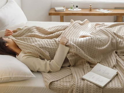 Cotton Waffle Blanket - Air Conditioning Blanket/Throw/Summer Quilt, 200*230cm,Light Green