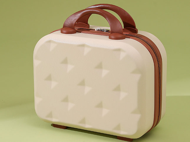 Off White 14-inch Mini Handheld Luggage Case - Stylish Makeup and Storage Box with ABS Shell