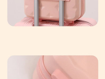 Off White 14-inch Mini Handheld Luggage Case - Stylish Makeup and Storage Box with ABS Shell