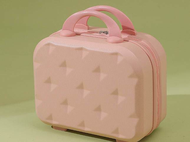 Pink 14-inch Mini Handheld Luggage Case - Stylish Makeup and Storage Box with ABS Shell