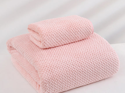 Pink Luxury White Bath Towel and Hand Towel Set - Ultra Soft and Absorbent