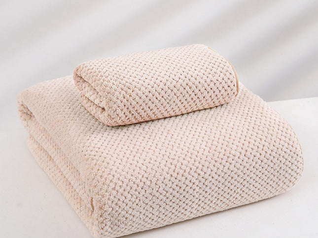Light Brown Luxury White Bath Towel and Hand Towel Set - Ultra Soft and Absorbent